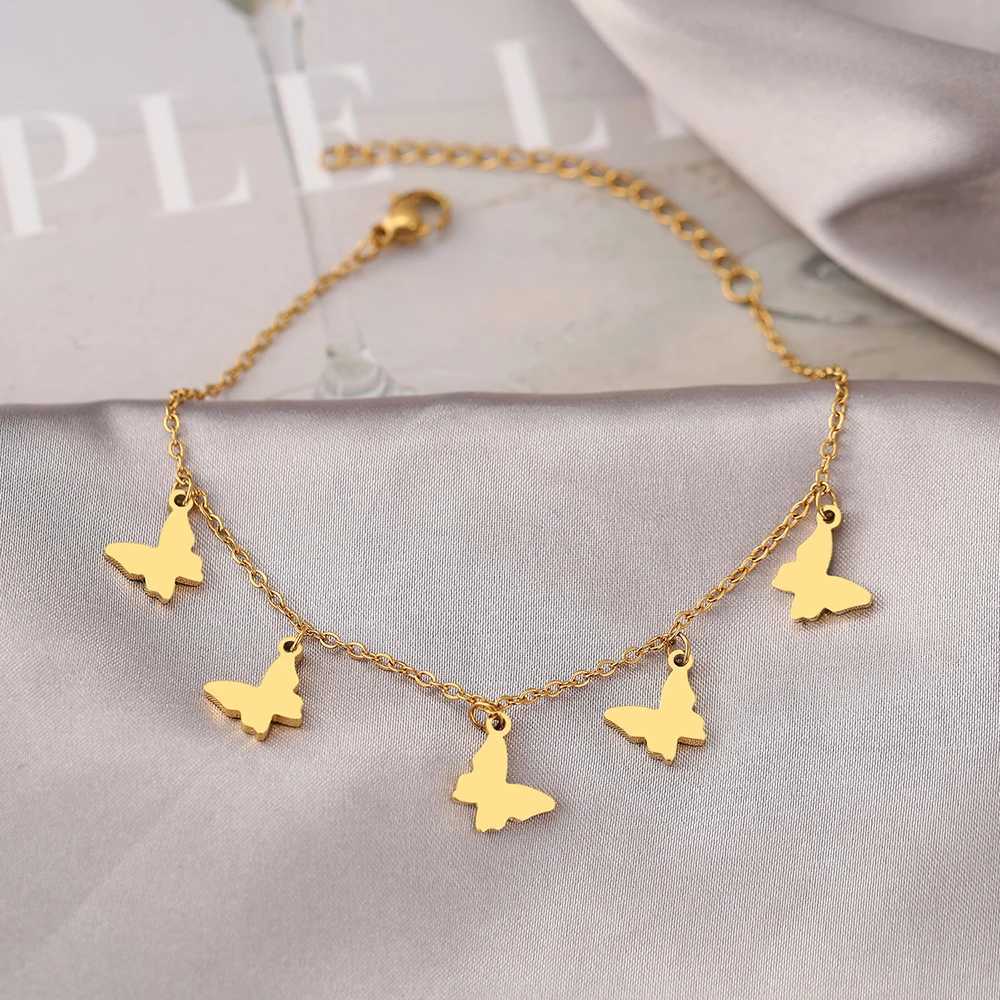 Stainless Steel Bracelets Exquisite Butterfly Elegant Temperament Pendants Fine Chain Vintage Fashion Bracelet For Women Jewelry W250606