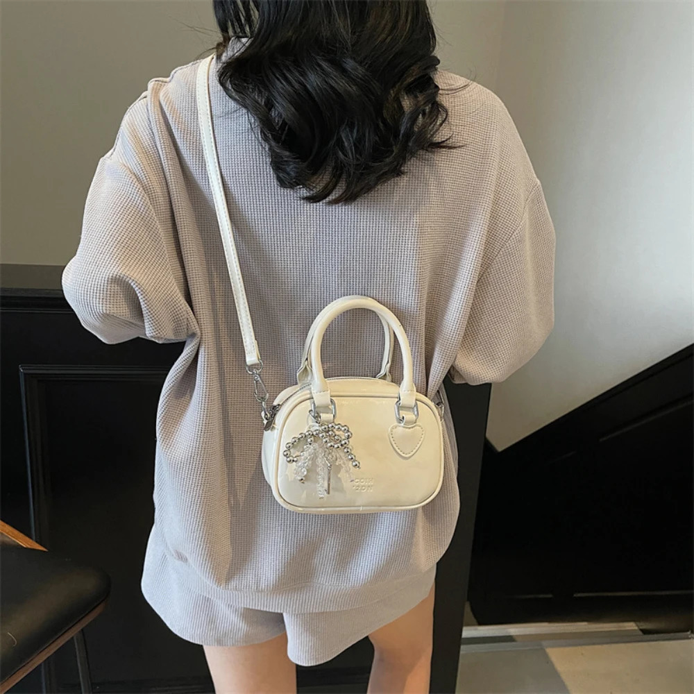 Summer Square Glossy Handbags for Women Female Simple High Grade Solid Color Zipper One Shoulder Bag Commute Crossbody Bags 250605