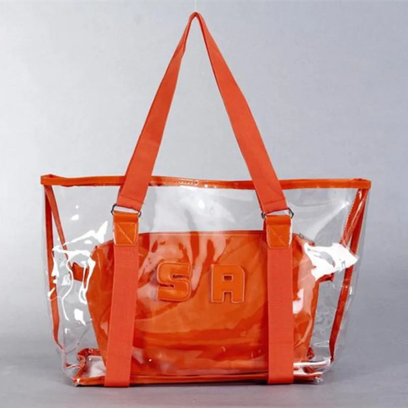 Candy color Transparent Bags Summer Package PVC clear Beach Bag Jelly Crystal Shoulder Women Handbag drop 250605