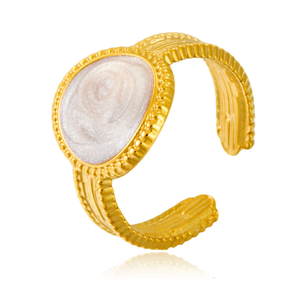 Stainless Steel Open Ring with Oil-Drop Design - Unisex Elegant Pendant Jewelry