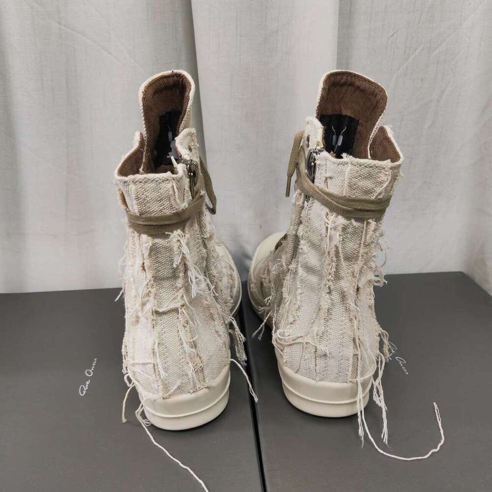 2025 Summer New Thick-Soled Casual Men's with Tassels, Comfortable Lace-Up Canvas Sneakers, Breathable High-Top Single Shoes