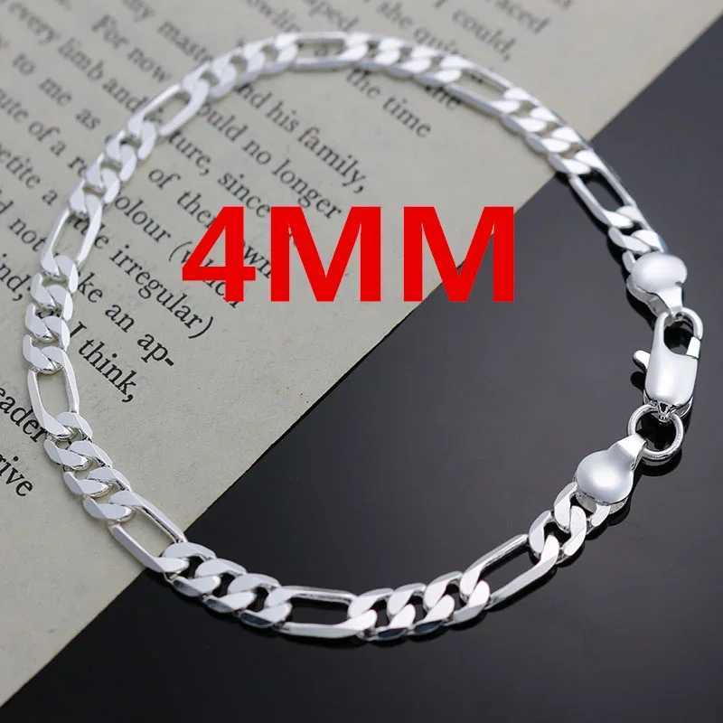 Wholesale charms classic 4MM sideways chain 925 Sterling silver Bracelet for woman boy man jewelry Wedding party Christmas gifts W250606