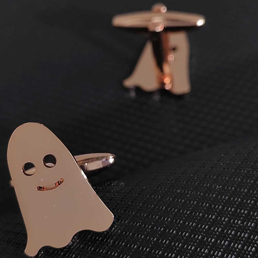 2025New -18K gold-plated stainless steel cufflinks horror ghost design fashion lapel pin gift for friends W250606