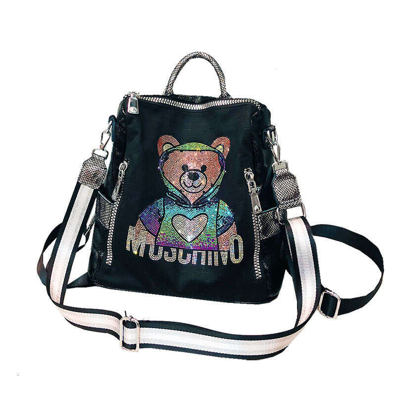 1033-50 Colorful Diamond Bear For Women New Fashion Personality Large Capacity Backpack Elegant Versatile Women's Bag