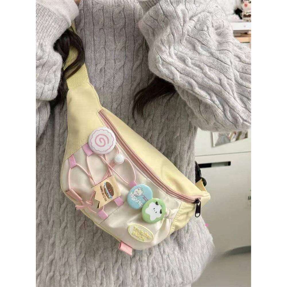 MBTI Casual Crossbody For Women Japanese Style Cute Fashion Fanny Pack Contrast Color Kawaii Female Designer Bags