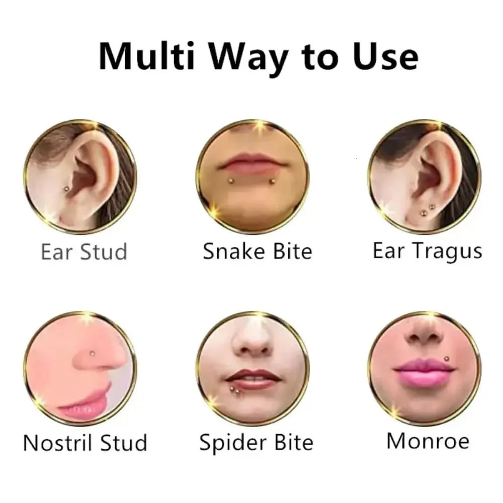 2X 3/4/5mm Coated Crystal Steel Labret Ring 6mm - 12mm Bar Ear Nose Monroe Lip Stud Piercing Jewellery 16g 1.2mm 250605