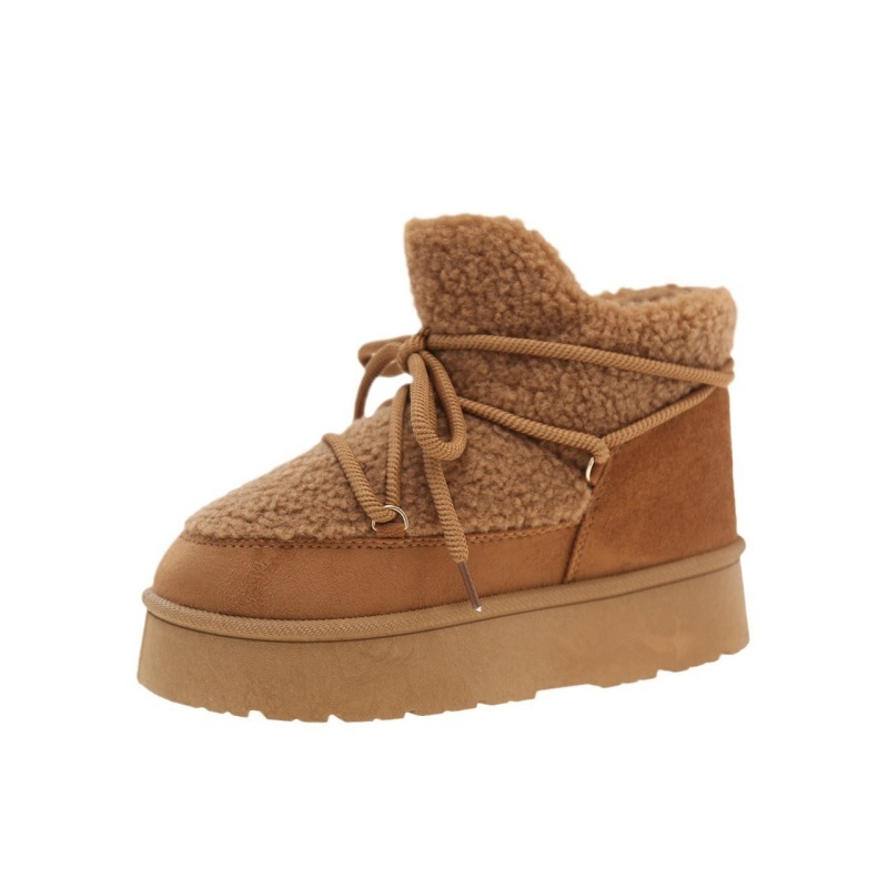 2025 free shipping autumn and winter new female designer thick soled fashionable and plush thick warm short snow boots white black