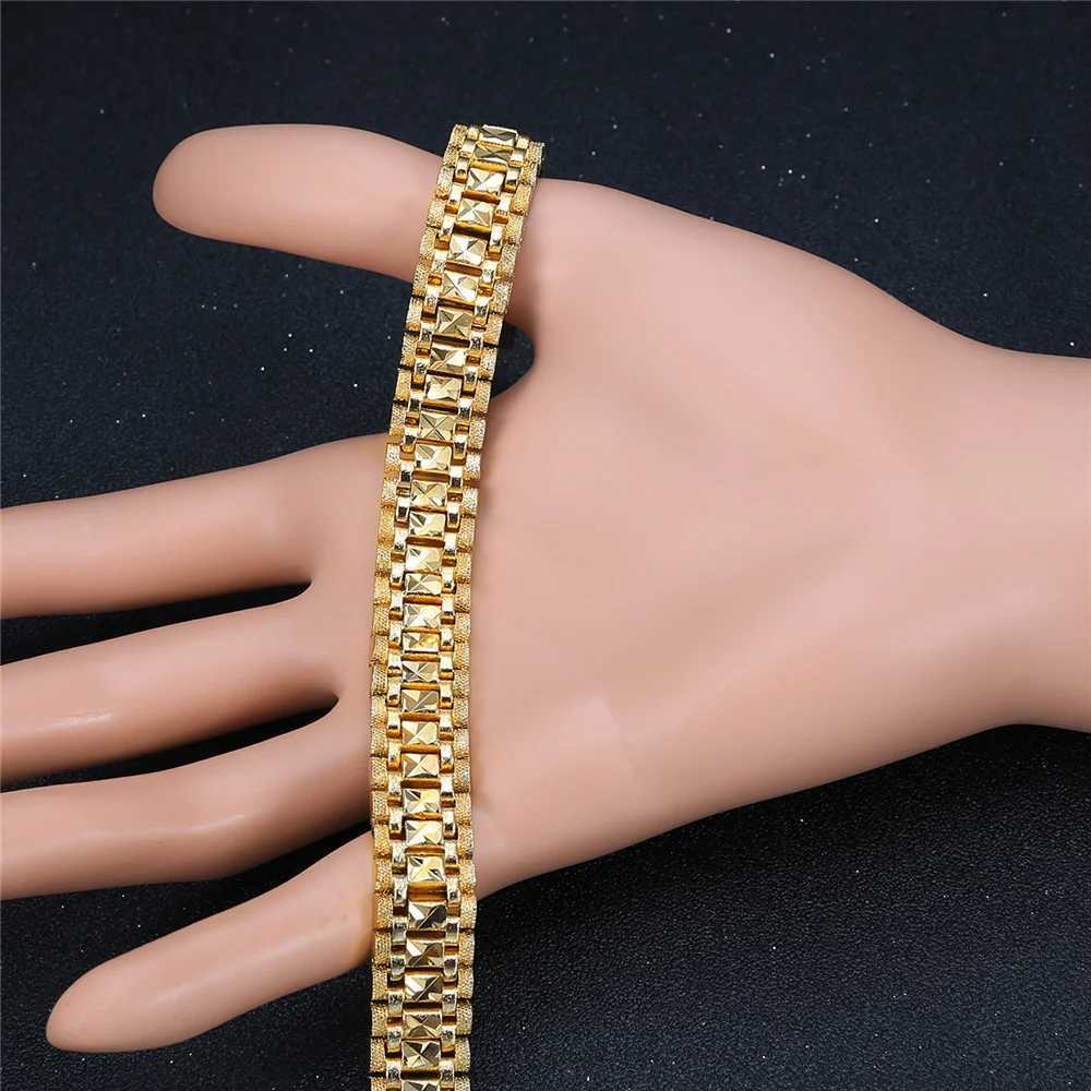 8/12MM Wide Chunky Chain Bracelet Wholesale Bracelet Trendy Gold Color Watchband Bracelets for Women Men Wristband Jewelry W250606
