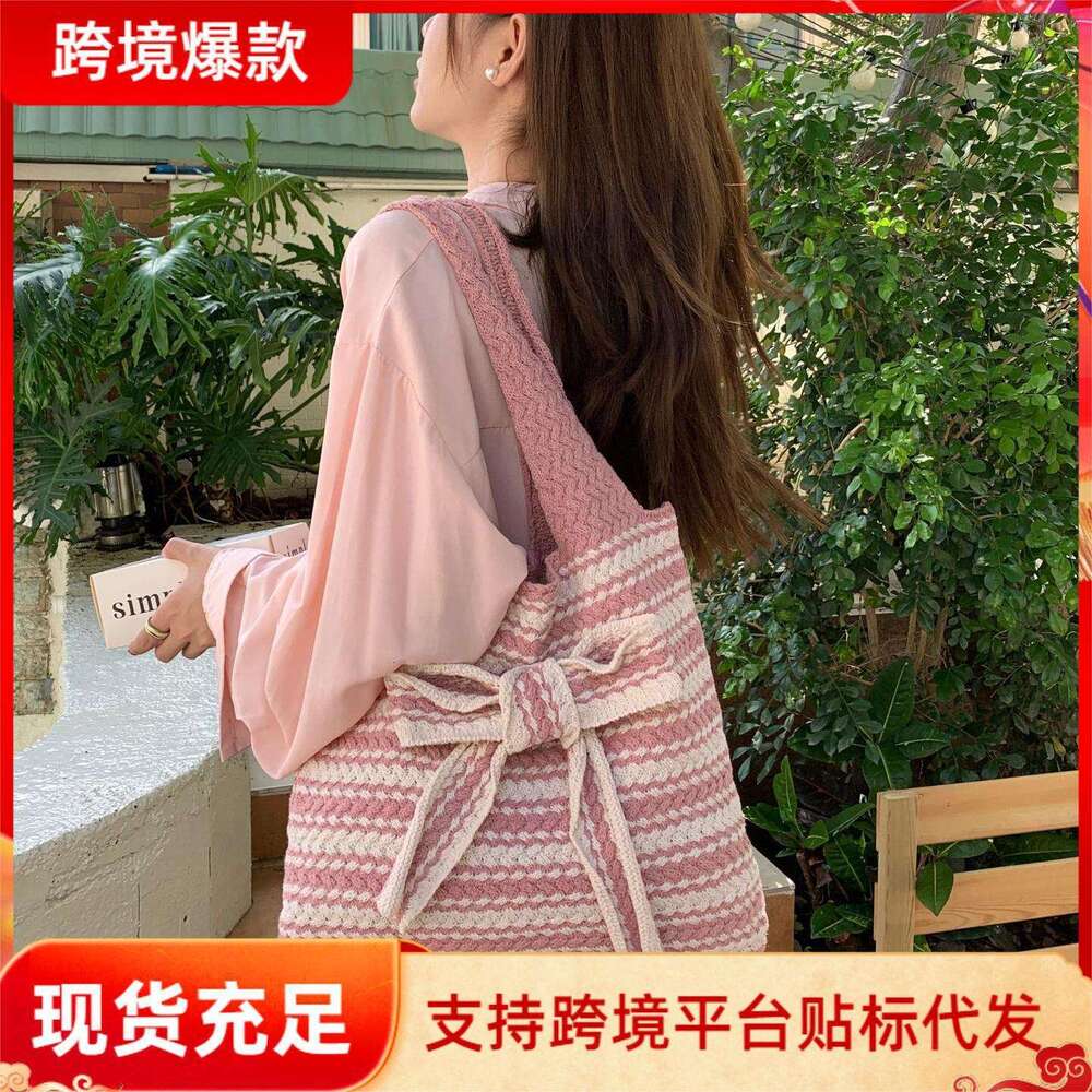 Large Capacity Knitted For Women New Autumn Korean Style Simple Shoulder Crossbody Bag Internet Celebrity High-Value Handbag B5