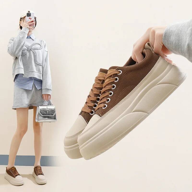 Ddmyoutdoor Women S Leopard Print Spring New Thick Soled Sports Female Students Casual Board Shoes Fashion Lace Up Sneakers Outdoor Shoes