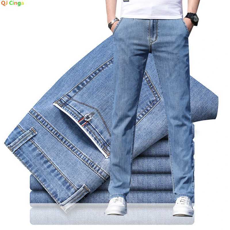 Light Blue Mens Jeans Fashion Slim Trousers Gray Casual Pants Small Stretch Denim Pants Z250605
