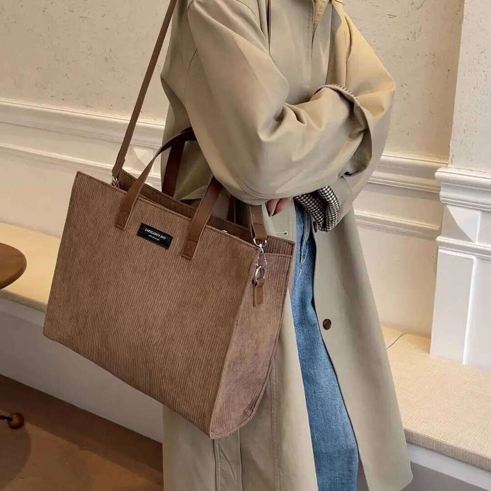 Corduroy Large Capacity 2025 New Versatile Single Shoulder Crossbody Fashion Women's Handheld Tote Bag