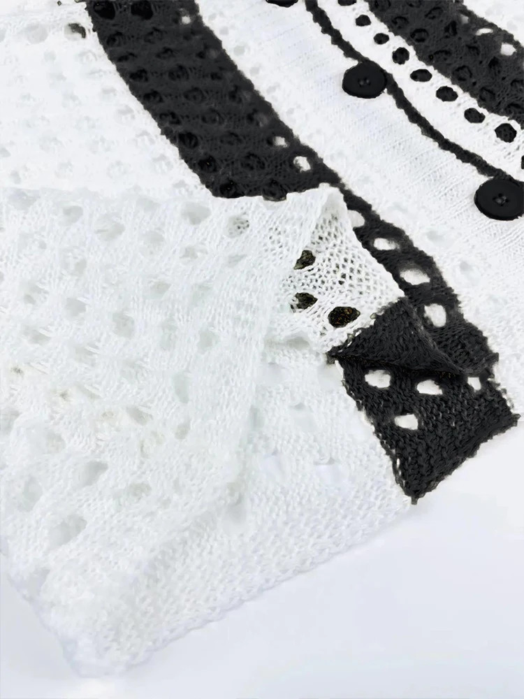 Plus Size 2025 Summer Womens Holiday Set 2 Pieces Crochet Button Cardigan and Trousers Beach Cover Up 250603