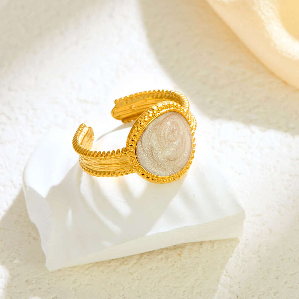 Stainless Steel Open Ring with Oil-Drop Design - Unisex Elegant Pendant Jewelry