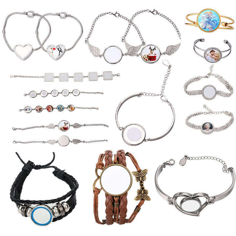 Heart-Shaped Heat Transferred Open Endbracelets for DIY Jewelry Making