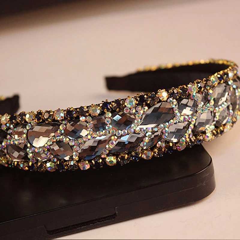 Handmade Black And Gray Luxury Crystal Stone Bridal Headbands Rhinestone Wedding Hairbands For Women Fashion Hair Accessories Z250605