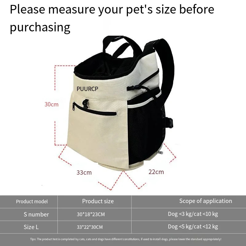 PUUROF Backpack for dog backpack dog accessories Small dog cat go out bag break free walk dog dirty pet backpack Car bag 250603