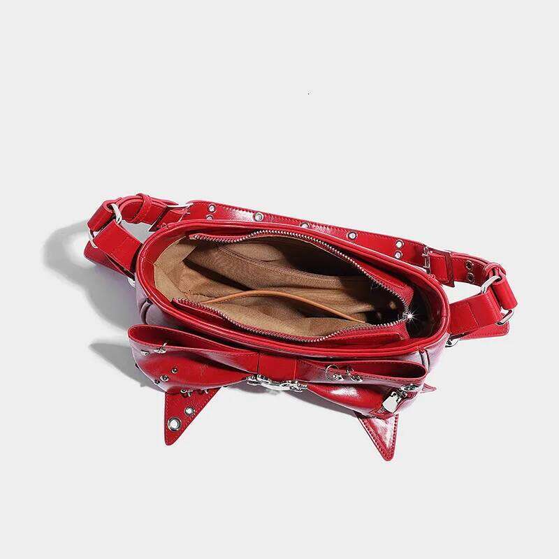 Spice Girl Rivet Bolsos Mujer Motorcycle Bow Bag Underarm Shoulder Bags American Style Sac Femme New Adjustable Strap Bolso