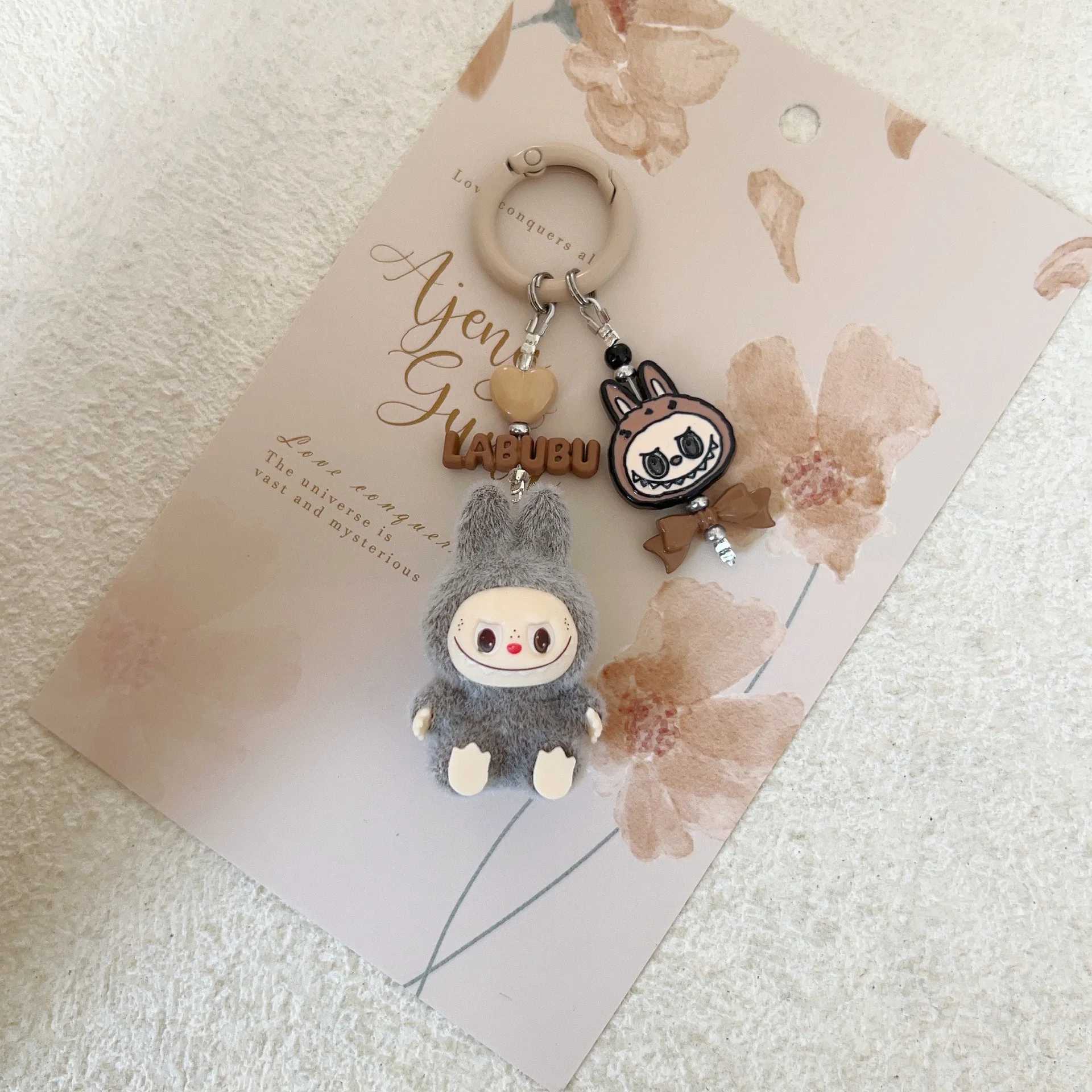 New Labubu Doll Vinyl Mobile Pendant Keychain Handmade DIY Car Pendant Christmas Gift X250606