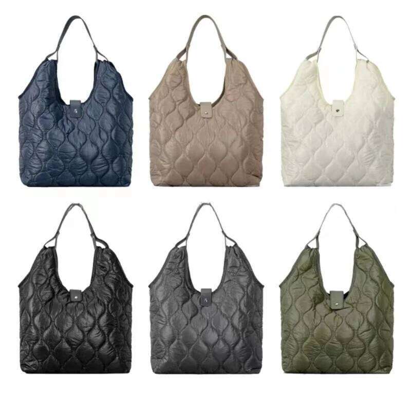 New Simple Quilted Padded Down Female Handbag Lightweight Portable Woman Tote Bag Soft Space Fluffy Ladies Single Shoulder Purse
