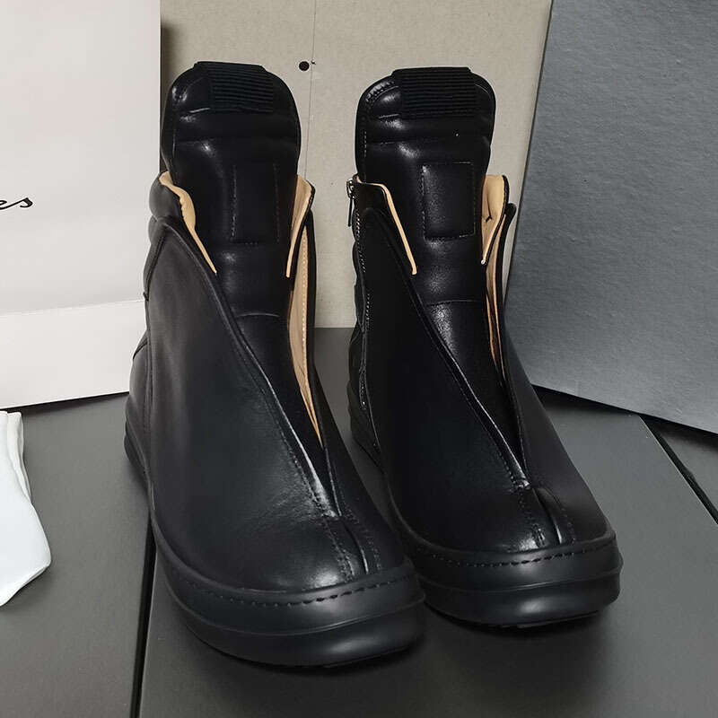 24 Factory New Fashion Men's Boots Personality High-top Round Toe Thick-soled Height-increasing Zipper Trendy Sneakers