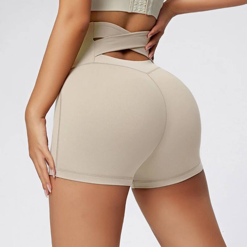 Ddmyoutdoor Quality Back Cross High Waist Hip Lift Sports Workout Fiess Biker Yoga Shorts Jogging Suit