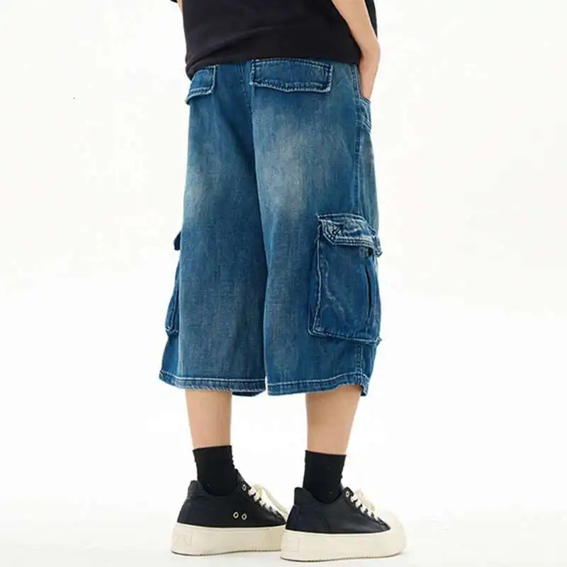 IEFB Denim Shorts Mens Summer Thin American Washed Loose Multi Pockets Men Streetwear Trend Short Jeans Stylish 9W1126 250530