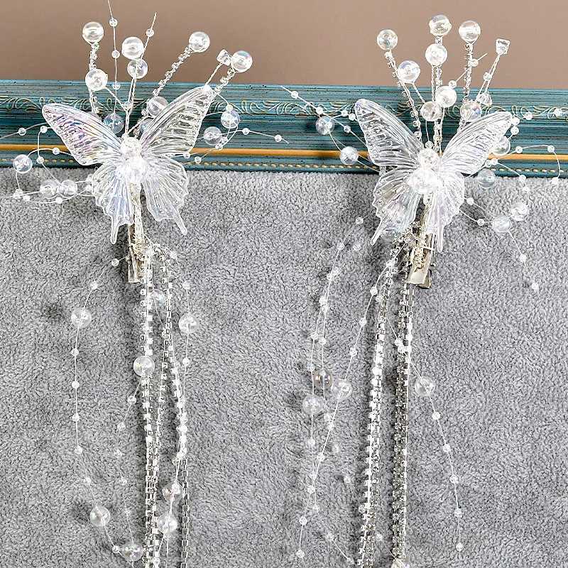 Rhinestone Butterfly Fringe Hairpin for Women Fairy Temperament Sweet Princess Hair Clip Hairpin Fashion Bride Hair Accessories Z250605