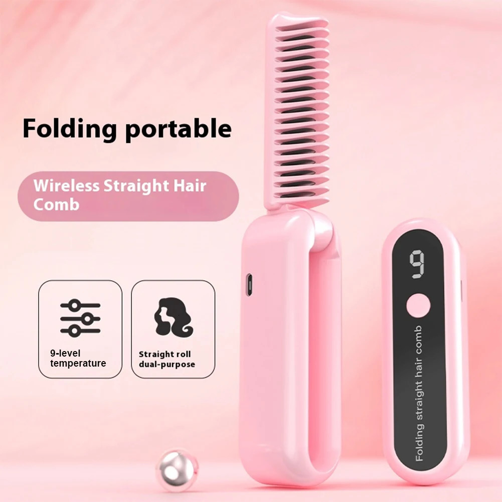 2 in 1 Professional Hair Straightener with 9 Gears Heat Ceramic Ionic Fast Heat-Up Negative Ion Hair Flat Iron Lcd Display 250605