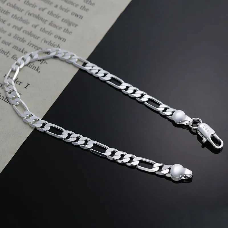 Wholesale charms classic 4MM sideways chain 925 Sterling silver Bracelet for woman boy man jewelry Wedding party Christmas gifts W250606