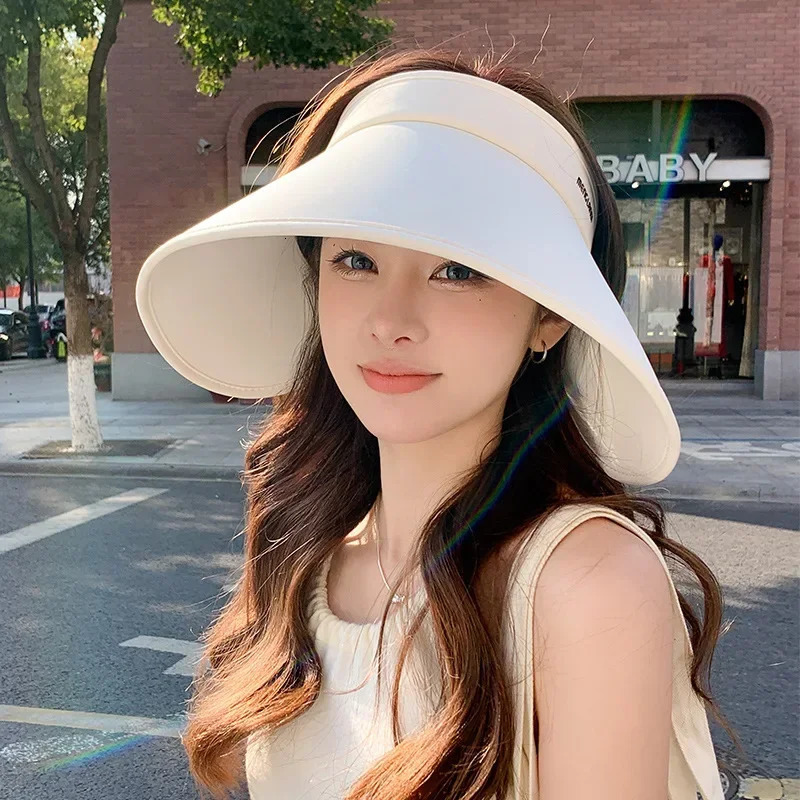 Summer Casual Empty Top Sun Hats Portable Wide Large Brim Cap UV Protection Foldable Visor Girl Sunshade Beach Hiking Hat 250603