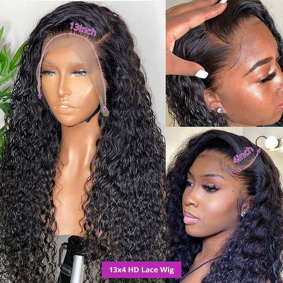 Water Wave Front 4x4 5x5 Closure Wig 13x4 13x6 Hd Lace Frontal 360 Curly Wigs For Women Human Hair