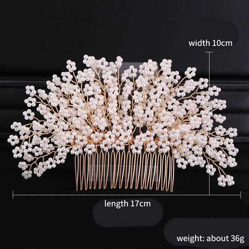 Pearl Flower Hair Comb European Style Tiaras Bride Headdress Pearl Girls Golden Crown Wedding Hair Accessories Party Jewelry Z250605