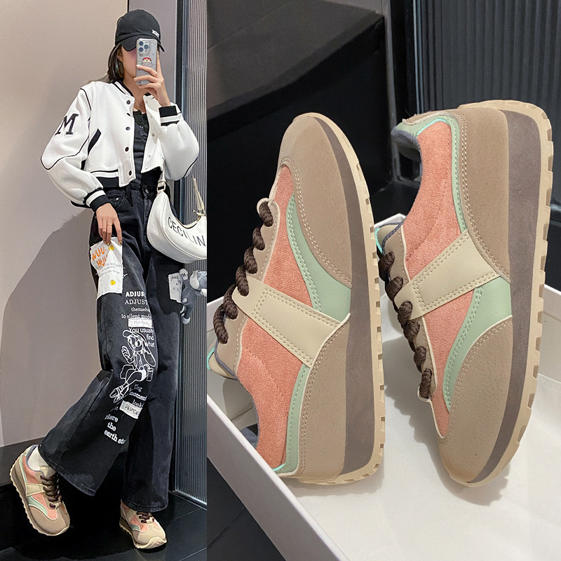 Niche Design Agan New Color Block Thick Soled Sports Casual Dad Casual Shoes Shoes For Women Ddmysaturn