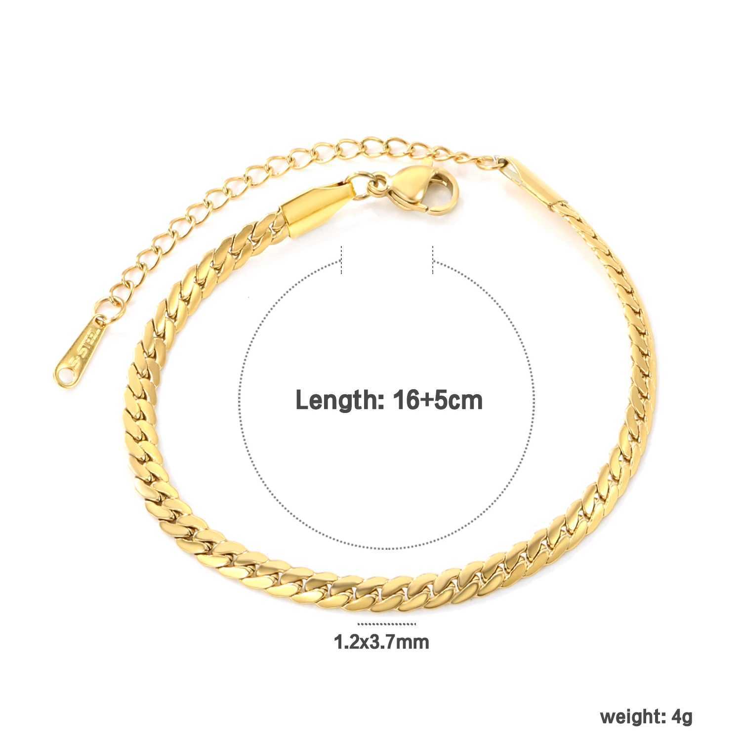 LUXUSTEEL Colorful Punk Mens Bracelet Width 2-10mm Golden Stainless Steel Cuban Chain Bracelet Charm Jewelry Gift for Females W250606