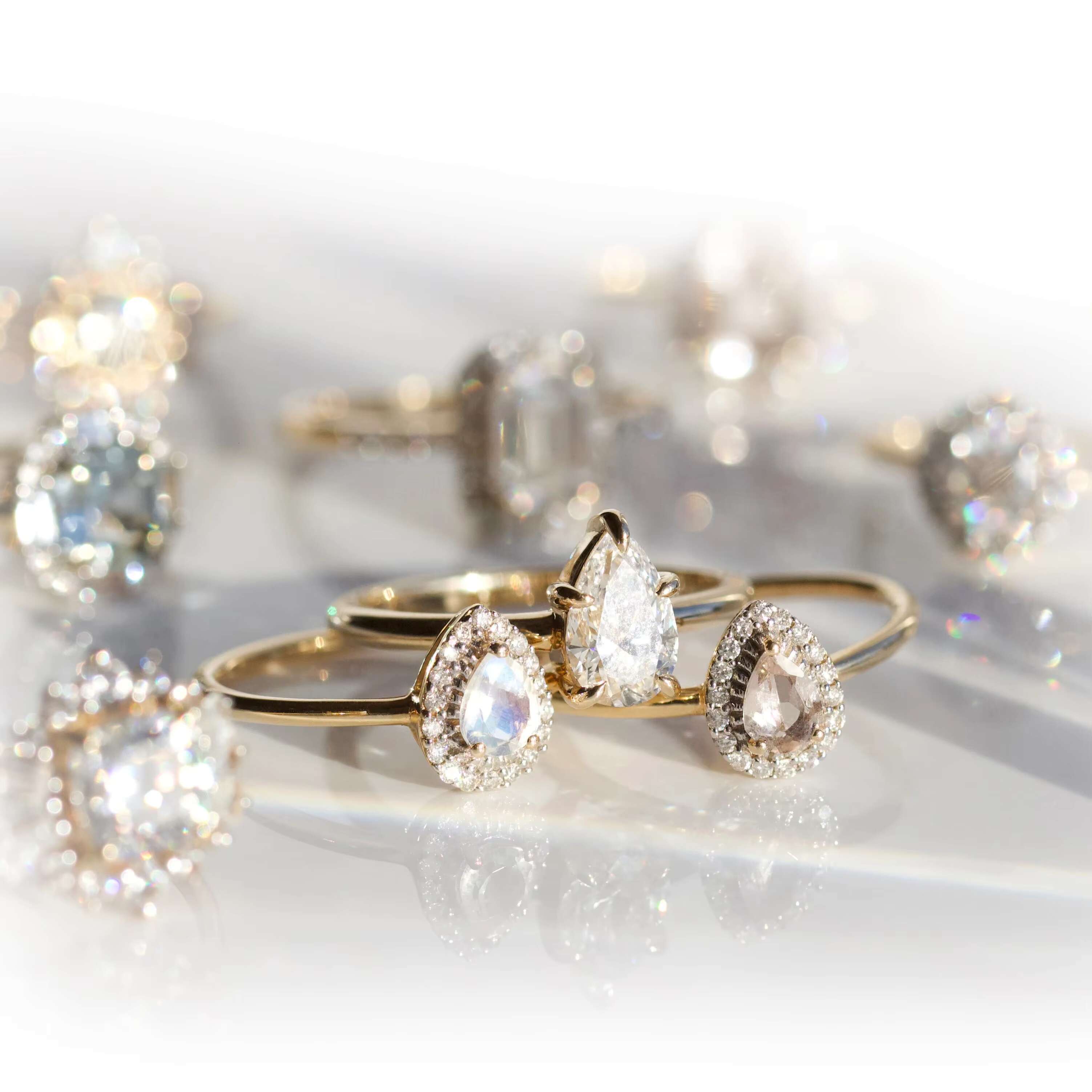 Elisa Jewelry VVS Moissanite 10K 14K 18K Real Solid Gold Engagement Wedding Yellow Ring Set Diamond Eternity Ring for Women Men