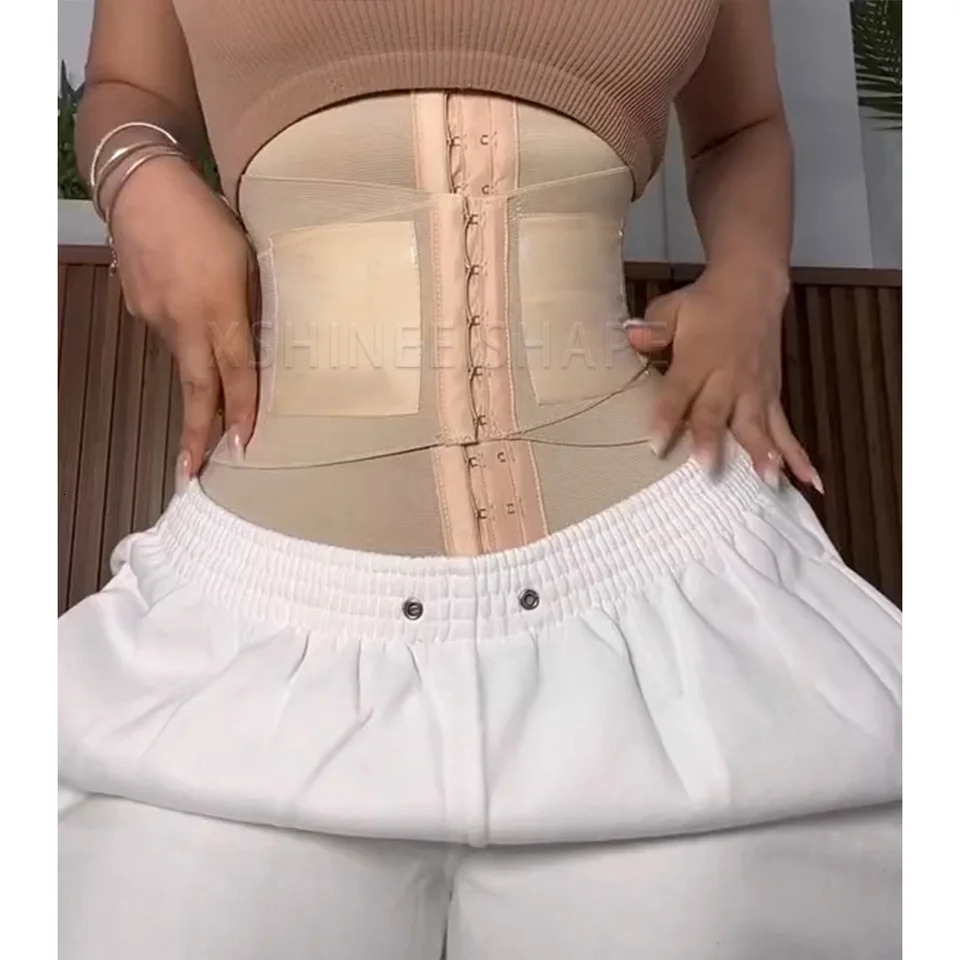 Fajas Colombianas Double Compression Waist Trainer Corset Flat Belly Posture Correcting Body Shaper Tummy Control Slimming Belt 250605