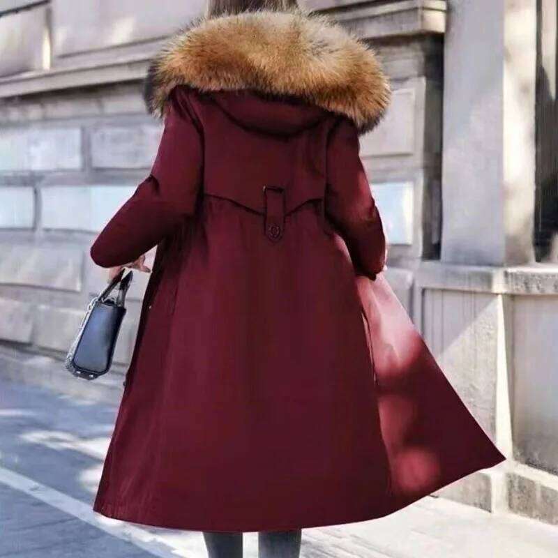 Chic Pai Overcome Winter Plus veet Thick Warm Parka High-End Detachable Liner Hooded Cotton-Padded Coat Women's Overcoat