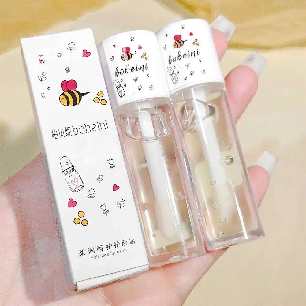 Peach Milk Bee Moisturizing Balm, Soothing and Hydrating Lip Oil, Easily Repairs Dry, Cracked Lips free shipping