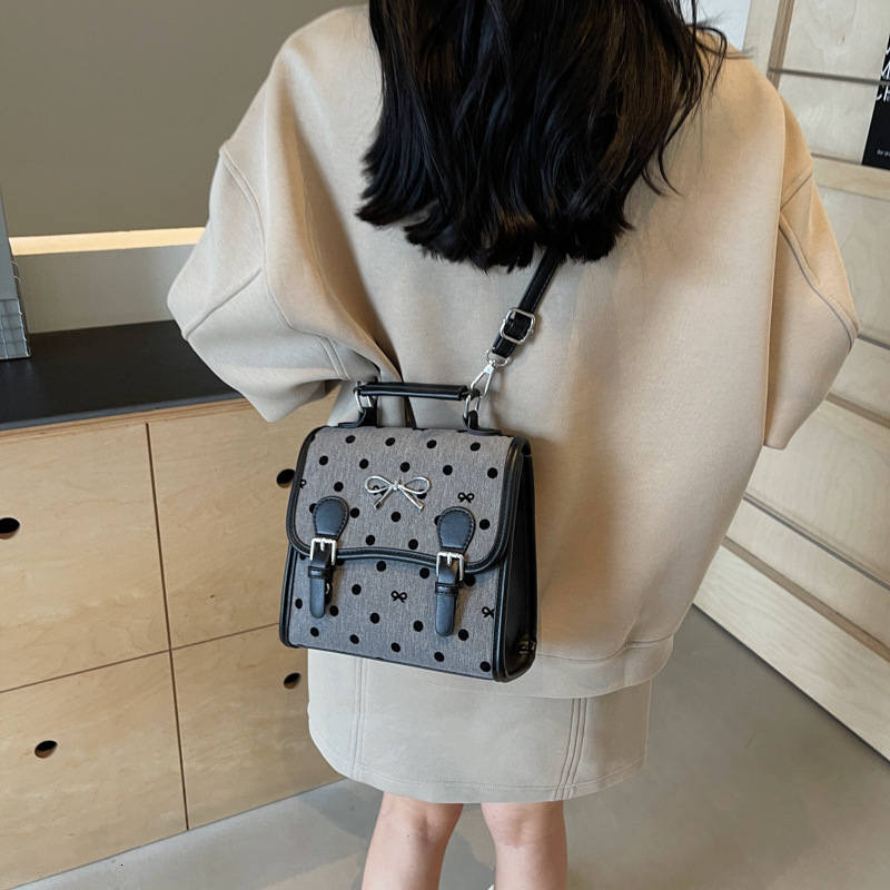 designer Casual Fashion Handbag Small Bag for Women 2025 New Trendy Printed Canvas Polka Dot Backpack Student School Bag