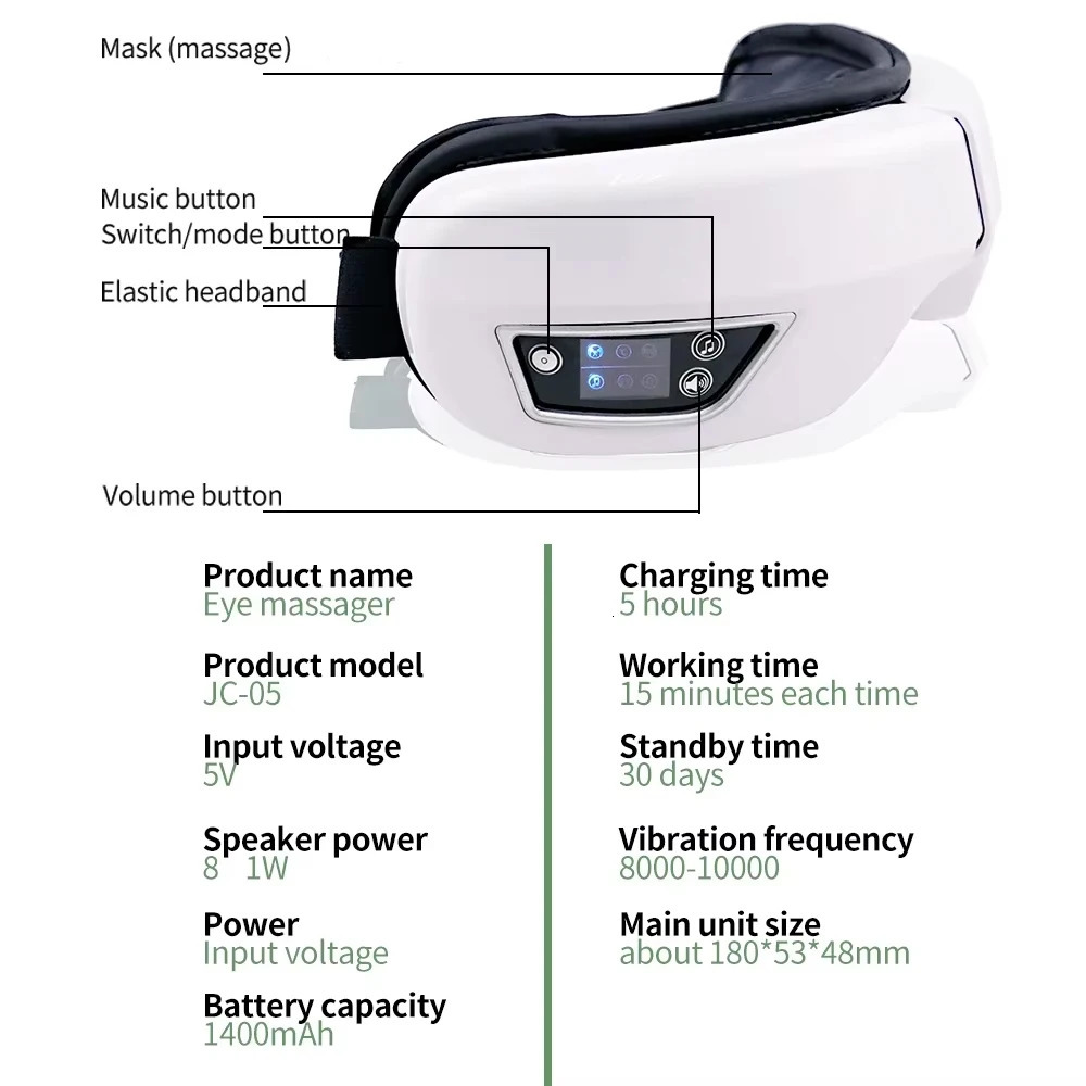 Smart Eye Massage Instrument Vibration Eye Care Massager Airbag Compress Bluetooth Music Eye Relax Fatigue Massage Sleep Mask 250603