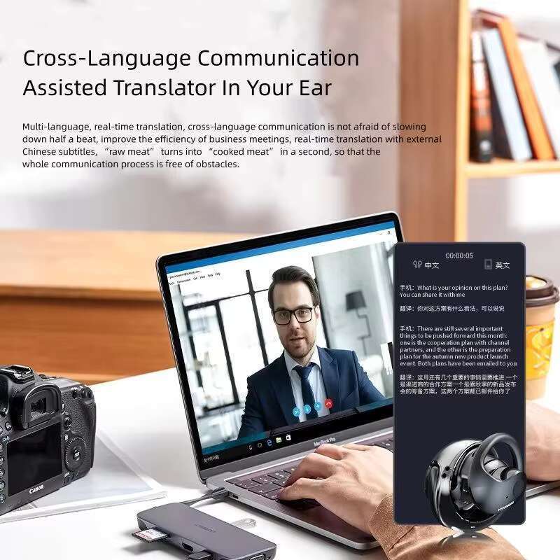 DHgadges Wireless AI Translator Earbuds Real Time Multi Language Smart Voice Device for Travel and Communication