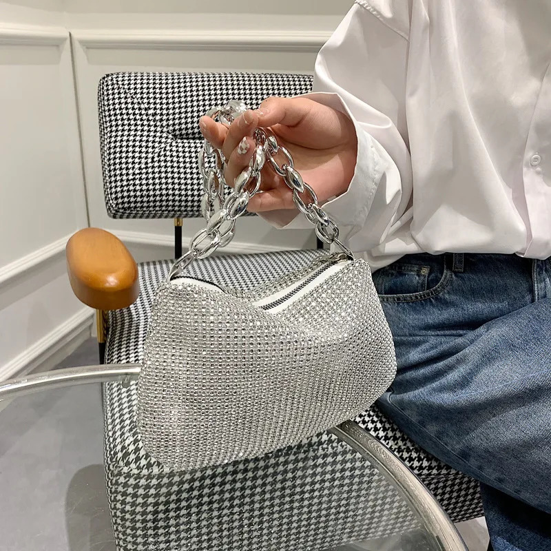 Fashion Rhinestones Evening Clutch Bag Shiny Crystal Female Dinner Party Wedding Purses Handbag Shoulder Underarm Bags 250605