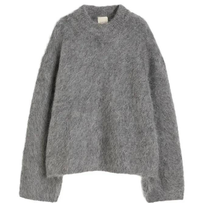 Loose Long Veet Knitted Sweater Crew Neck Pure Color Outerwear Lazy Style Autumn Winter New Arrival Fashion Women's Cl