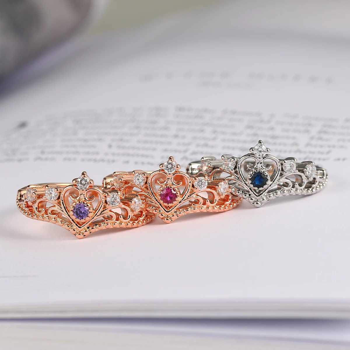ZHOUYANG Crown Rings For Girls Party Finger Rings Rose Gold Color Brand Crystal Jewelry for women Anel KBR212 W250606