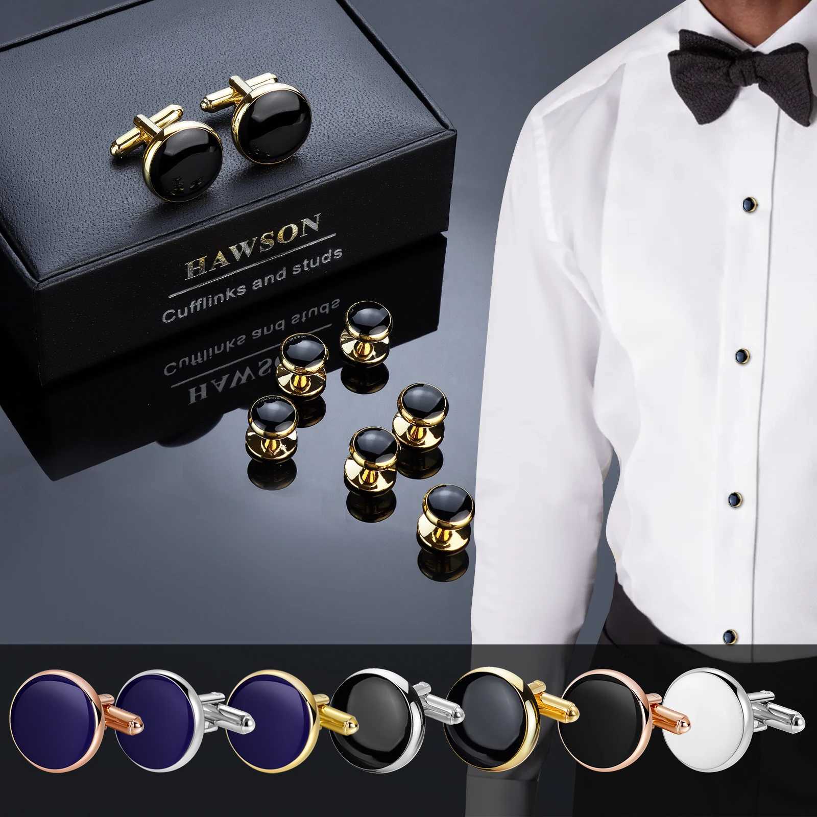 HAWSON Erkek Manet Dmeleri ve Smokin Zmba Seti Hediye Kutusu ile; Siyah Takm Elbise Beyaz Gmlek Yelek iin Uygun Aksesuarlar W250606