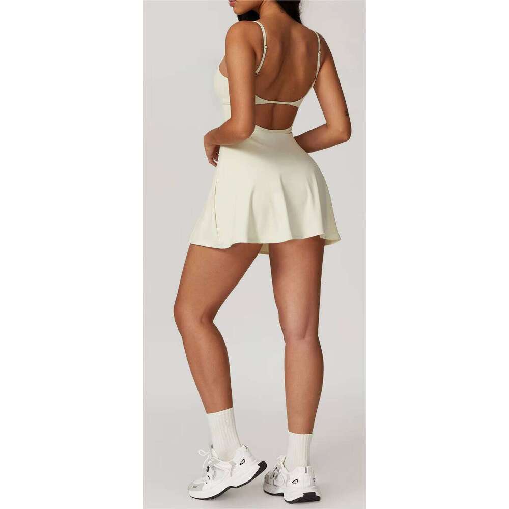 DHEssentials Womens Athletic Tennis Dress with Built in Shorts Sleeveless Workout Golf Skirt for Sports and Casual Wear