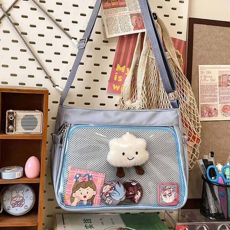 Richme Subculture Women Ita Bags Casual Daily Commute Students Crossbody Shoulder Bag Haruku Dopamine Transparent Bolso Mujer