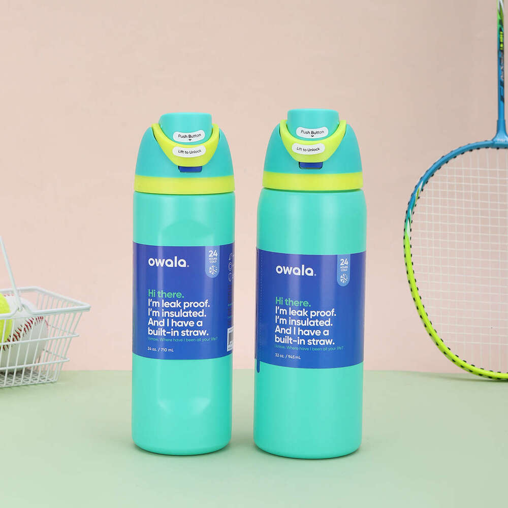 New double-layer vacuum insulated stainless steel water cup, outdoor sports water bottle, portable straw cup, kettle