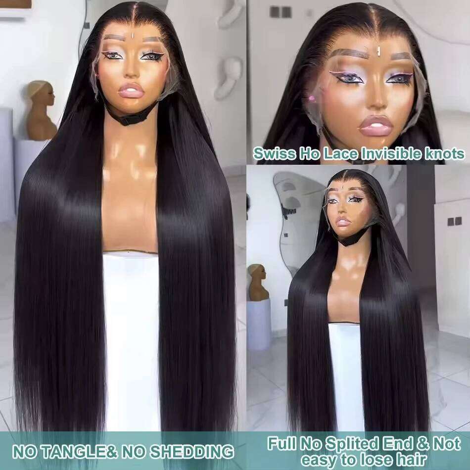 13x6 HD 40 42Inch 250% Bone Straight 13x4 Front Human Hair Wigs 5x5 Glueless Ready To Wear Transparent Lace Frontal Wig